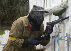 Paintball man in action