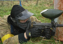 Paintball man in action