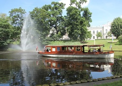 Private Wooden Boat on a waterway in Riga