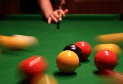 Snooker Table taking a shot