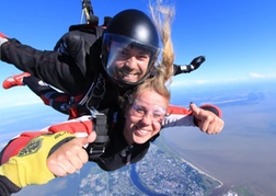 A sky diver from a hen party