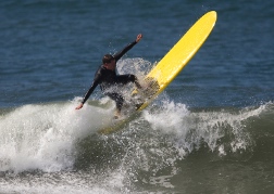 Surfer riding a wave