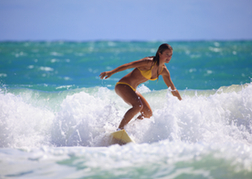 Surfer riding a wave