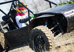 A man racing A Rebel Buggies on a stag weekend 