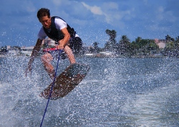 Wakeboarding man in the air