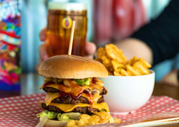 Burger and drink at Walkabout