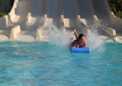 Going down a slide at a waterpark