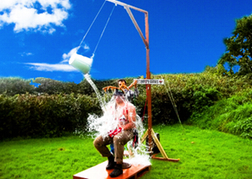 stag dressed as a farmer doing West Country Games