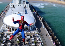 Man from a stag party Zipwiring In Fancy Dress