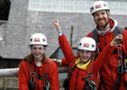 Family doing the Titan Zip Wire North Wales