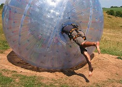 Zorbing getting into the entrance