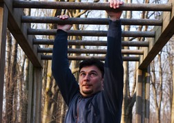 Man From A Stag Party taking part in an obstacle course