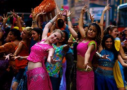 hen party taking part in a Bollywood Dance class