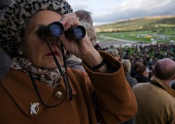 Mature Lady Watching Cheltenham Races