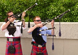 Edinburgh Stag Duo Playing With Bag Pipes