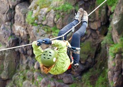 Hen from a hen party On A Zipwire