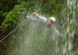 Stag from a stag party Dangling On A Zipwire