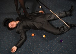 Murder Man With Cue and Snooker Balls