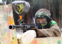 Paintball man in action