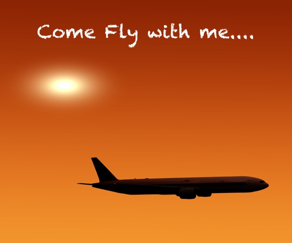 Aeroplane flying over a sunset