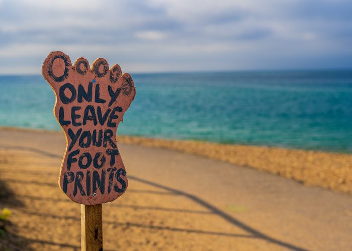 Bournemouth Beach Sign only leave your footprints