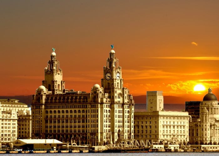 Liverpool waterside at sunset